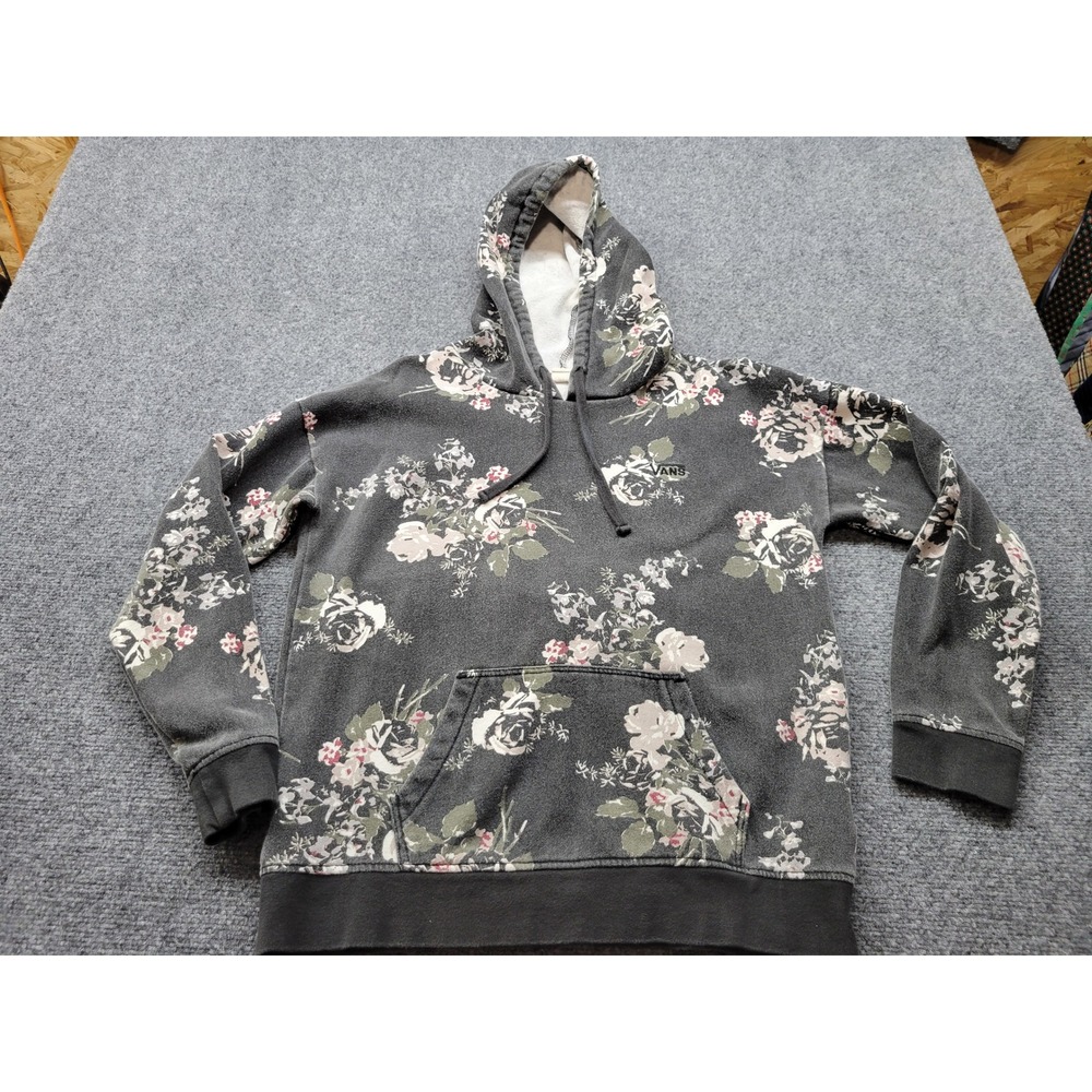Vans Floral Rose Print Pullover Hoodie Gray VN0A3T7XEA1 Womens Medium